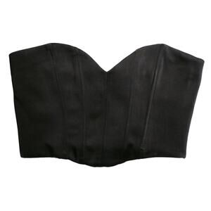 ZARA Satin Crop Top, Strapless Sweetheart Neckline, Womens Medium, Black